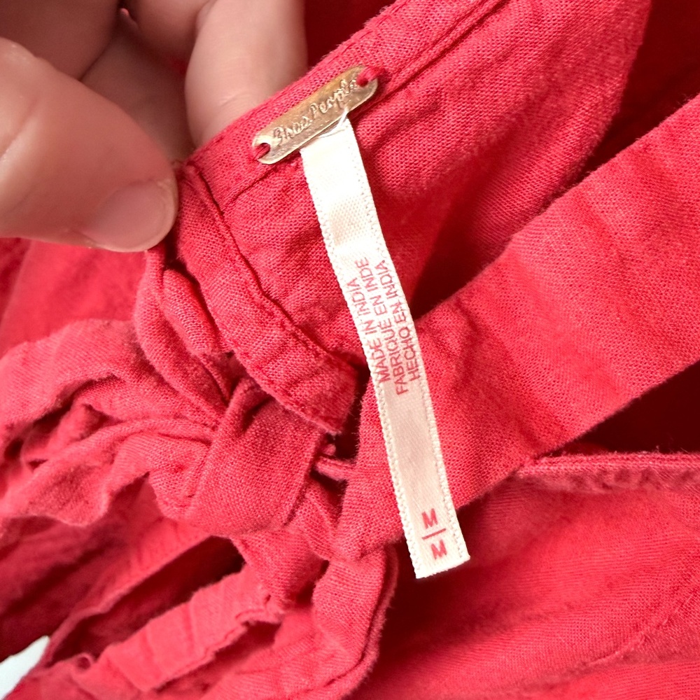 Free People Scout Red Tie Halter Top (A)‎ - Picture 3 of 5